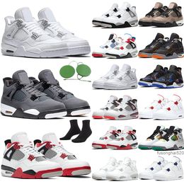 white oreo Jumpman 4 4s basketball shoes university blue Black cement pure money trainers Silt Red Splatter metallic green purple men women jorda jordens