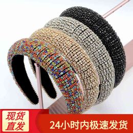 wide band headbands Canada - Luxury Designer full sponge band Korean hairband Baroque headband wide edge water drill Hairband