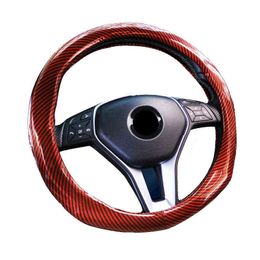 High Carbon Fibre Car Steering Wheel Cover For 3738Cm145 "15" M Size Universal Car Braid On Steering Wheel Wrap Protector J220808