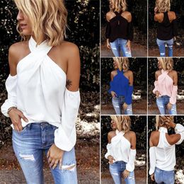 Women's Blouses & Shirts Blouse Shirt Women Bodycon Elegant Summer Sexy 2022 Female Blusas Tops Tees Off Shoulder White Full CasualWomen's