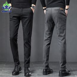 Spring Autumn Business Dress Pants Men Elastic Waist Frosted Fabric Casual Trousers Formal Social Suit Pant Costume Homme 220323