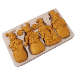 Baking Moulds Silicone Material Fondant Mould Cakes Molds Candy Mold Snowman And Santa Claus Shapes Design Patterns AccessoriesBaking