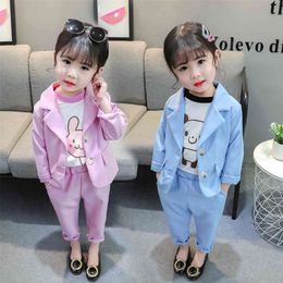 Girls Suit Set Solid Jacket Pants Clothes For Girls Spring Autumn Girls Sets Clothing Casual Style Tracksuits For Children 210412