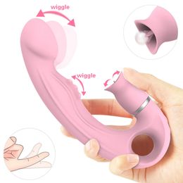 10 Frequency Wiggle Dildo Vibrator sexy Shop Tongue Licking Clitoral Stimulator Female Masturbator Erotic Toys for Couple
