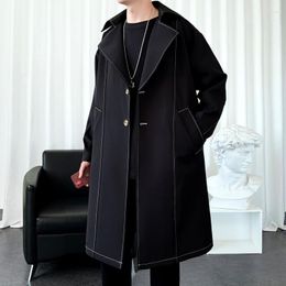 Men's Trench Coats Men Autumn Couples Solid Straight Daily Basic Outwear Male Sashes Double Breasted Handsome Korean Style Plus Size 3XL Vio