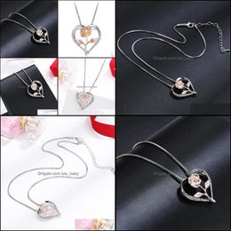 Pendant Necklaces Fashion Exquisite Love Rose Zircon Pendants Diamond Jewelry Womens Clavicle Chain Two-Color Gift Party Drop Delivery Dhdbp