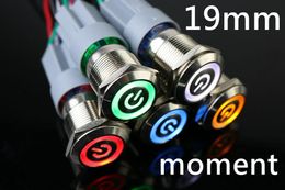 Switch 19mm Metal Stainless Steel Momentary Horn Push Button LED 12V 24V 220V Waterproof Car Auto Engine PC Power Start StarterSwitch