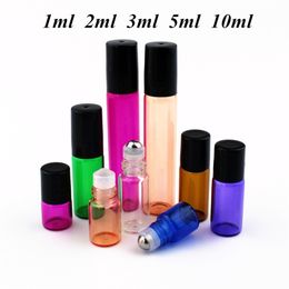 50pcs/lot 1ml 2ml 3ml 5ml 10ml Thin Glass Roll on Bottle Sample Test Roller Essential Oil Vials with Stainless Steel/Glass Ball 220726