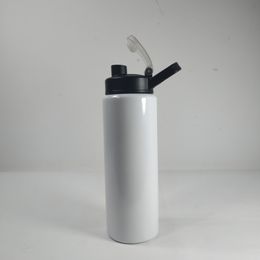 Local Warehouse Sublimation Water Bottle 26oz Tumblers Stainless Steel Travel Bottles with Handle White Blanks Drinking Cups A02