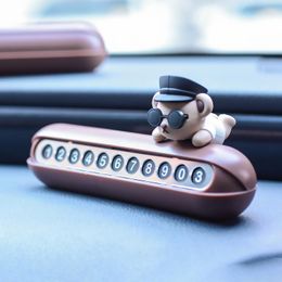 Interior Decorations Teddy Bear Temporary Car Phone Parking Number Plate Rotating Hidden Design For Auto Decoration Vehicle AccessoriesInter