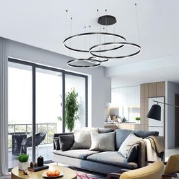 Pendant Lamps Living Room Lamp Modern Minimalist Nordic Chandelier Villa Club El Golden Black Circle LED Chandelier.Pendant