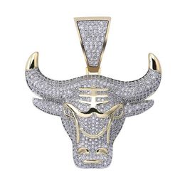 Bull TOPGRILLZ Demon King Gold Silver Chain Iced Out CZ Pendant Necklace Men With Tennis Chain Hip Hop/Punk Fashion Jewelry232R