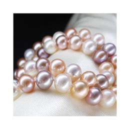 Chains Fine Jewellery Nearly Circular Mixed Colour Glass Sea Water Pearl Necklace 925 Silver ClaspChains