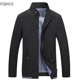 FGKKS Men Brand Business Casual Jackets Men's Solid Color Jackets Autumn Winter Male England Thin Jacket Coats 201127