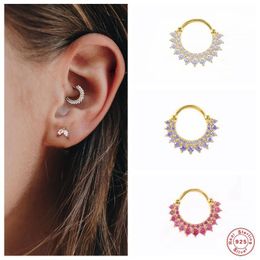 Hoop & Huggie Aide 925 Sterling Silver Shiny Double Layer Rhinestone Earrings For Women Cartilage Ear Bone Buckle Piercing Jewellery