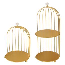 Hooks & Rails Nordic Bird Cage Desktop Organizer Cake Cupcakes Serving Holder Cosmetics Makeup Jewelry Necklace Rings Bathroom RackHooks