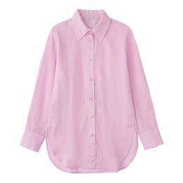 Women's Blouses & Shirts Female Clothing Linen Loose Elegant Women Blouse Long Sleeve Shirt Button Lapel Fashion Ladies 2022 H6810Women's