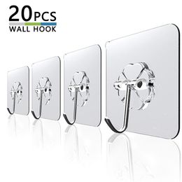 20Pcs 6x6cm Transparent Strong Self Adhesive Door Wall Hangers Hooks Suction Heavy Load Rack Cup Sucker for Kitchen Bathroom 220527