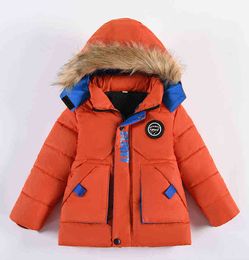 New Children Cotton Quilted Jacket Boys Thickened Jacket Winter Hooded Plush Overcoat Childrens Clothing Boys For 1-5 years J220718