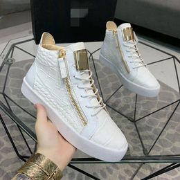 Male Platform Fashion Comfortable Double Zippers Sneakers Casual Outdoor Martin Boots Mens Brand High Top Snakeskin Sneakers Size 35-46 zx