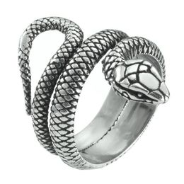 -Anillo de serpiente 316L Joyas de acero inoxidable MANBA SIPTIE UNISEX Cobra Gold Silver Serpent Ring Tamaño 6-13243k