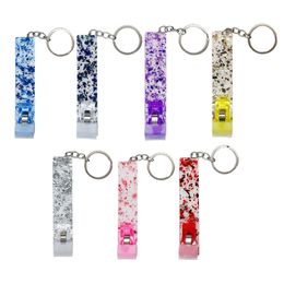 Keychains Lanyards 16CM Acrylic Card Puller Keychain Pendant Portable Contactless Grabber Card Keychains Keyring