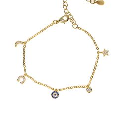 Charm Bracelets Sest Fashion Girl Bracelet With Moon Star Horseshoes Cz Paved Link Chain Gold Color Plated Wedding GiftCharm