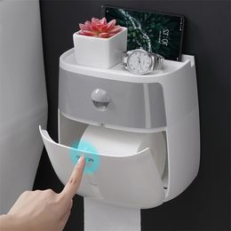 Waterproof Toilet Paper Holder Bathroom Roll Paper Dispenser Paper Towels Storage Organiser with Drawer Restroom Tissue Box T200425