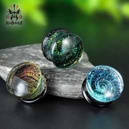 Kubooz High Quality Glass Milky Way Design Ear Plugs Earring Tunnels Piercing Gauges Body Jewellery Expanders Whole 6mm to 25mm 209I