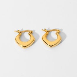 Hoop & Huggie French Style Marka Jewellery Geometric Prism 18k Gold Plated Stainless Steel Stud EarringsHoop