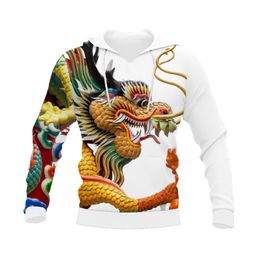 Autumn/winter New 3D Dragon Print Hoodie European and American Men's Loose Pullover Hoodie