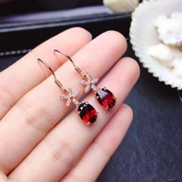 Stud Silver Inlaid Natural Garnet Earrings Ear Hooks Exquisite Fashion Full Of Fire Main Stone 6 8mm Super BeautifulStud Kirs22