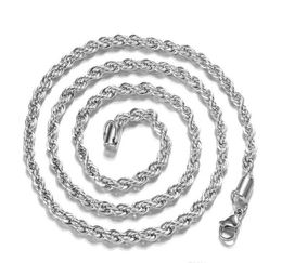 925 Sterling silver 2MM Twisted Rope Chain Necklaces For Women Men Fashion Hiphop Jewelry 16 18 20 22 24 inches
