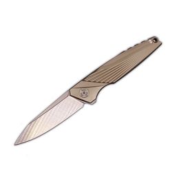 R6252 Flipper Folding Knife M390 Satin Blade Grey CNC TC4 Titanium Alloy Handle Ball Bearing Fast Opening Pocket Folder Knives Outdoor EDC Tools