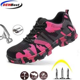 Unisex Shielding Safety Women Work Camouflage Steel Toe Men Outdoor Shoes Air Mesh Safely Boots Y200915