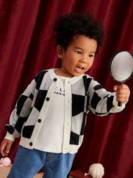 Toddler Boys Geo Pattern Button Front Cardigan SHE02