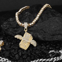 Pendant Necklaces Excited Zircon Statement Dollar Sign Tennis Chain Necklace Choker For Women Crystal Rhinestone JewelryPendant
