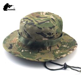 Brand Camouflage Boonie Hats 26 Colors High Quality Outdoor Casual Bucket Hat Hunting Hiking Fishing Climbing Cap KA23 220506