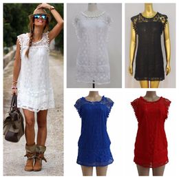loose wedding dresses NZ - Fashion Summer Casual Women's Wedding Dresses Lace with Balls Short Skirt Sleeveless Loose Ladies' Clothing One Piece Dr250z