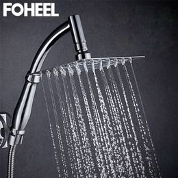 FOHEEL 6 and 8 inch shower head stainless steel water saving bathroom rain spa square handheld 220401