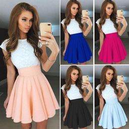 short sleeve skater dress Canada - Casual Dresses 2022 Womens Lace Party Cocktail Mini Dress Ladies Summer Short Sleeve Skater Daily Csaual Fashion Drop