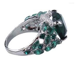 Wedding Rings Emerald For Women Zircon Jewellery Green Colour Semi-precious Stone Female Gift Cocktail Ring Engagement Trendy Wynn22