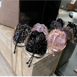 Purses and Handbags Women PU Leather String Shoulder Bags Female Sequins Hand Bag Tote Girls Crossbody Bag