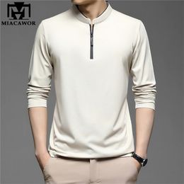 Zipper Polo Shirts Men Cotton Solid Colour Full Sleeve Tee shirt High Quality Slim Fit Casual Camisa Polo T994 220513