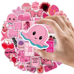 50PCS Pink Heart Skateboard Stickers For Car Baby Diary Phone Laptop Kids Toys DIY Decals