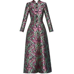 Women's Trench Coats Autumn Jacquard Coat For Women Wide-waisted Floral Single Breasted Down Outwear DobbyWomen's