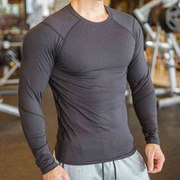 Autumn winter Thick Plus Velvet Outdoor Long Sleeve Sport Shirt Men Fitness T shirt Gym Tshirt Base Tee Dry Fit Running Shirt L220704