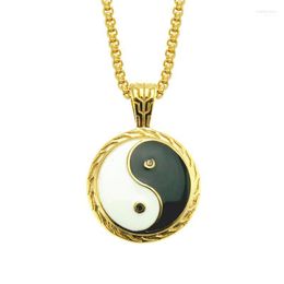 Pendant Necklaces Ascona Hip Hop Tai Chi Yin Yang Rack Sterling Silver Necklace Women Natural Black Spinel Round Gemstone Heal22