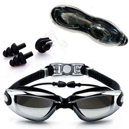 Adult swim goggles Waterproof swimming goggles suit HD Anti-Fog 100% UV adjustable prescription glasses for pools swiming Y220428