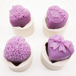 Baking Moulds Chocolate Soap Rose Heart Mould Cake Biscuit Flip Sugar Candy Valentine Day Romantic Gift Ornaments CandleBaking